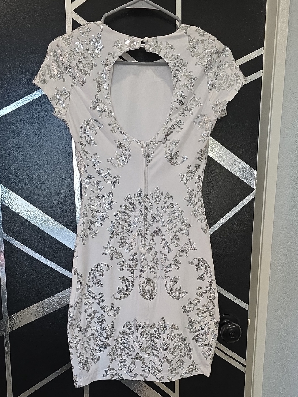 White Short Sequin Embellished Mini Dress
